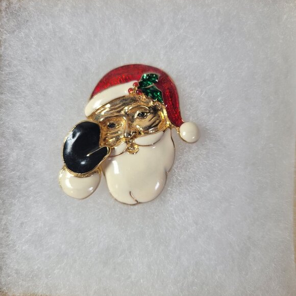 Vintage Christmas Brooch Pin Set - Santa Dog With Stocking & Snowmen Trio - Picture 4 of 11